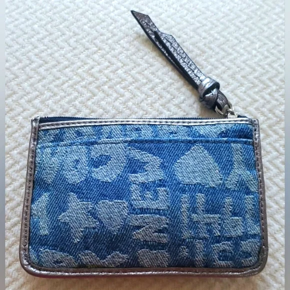 Coach Poppy Wordblock Denim Card Case/Wristlet - Picture 3 of 14